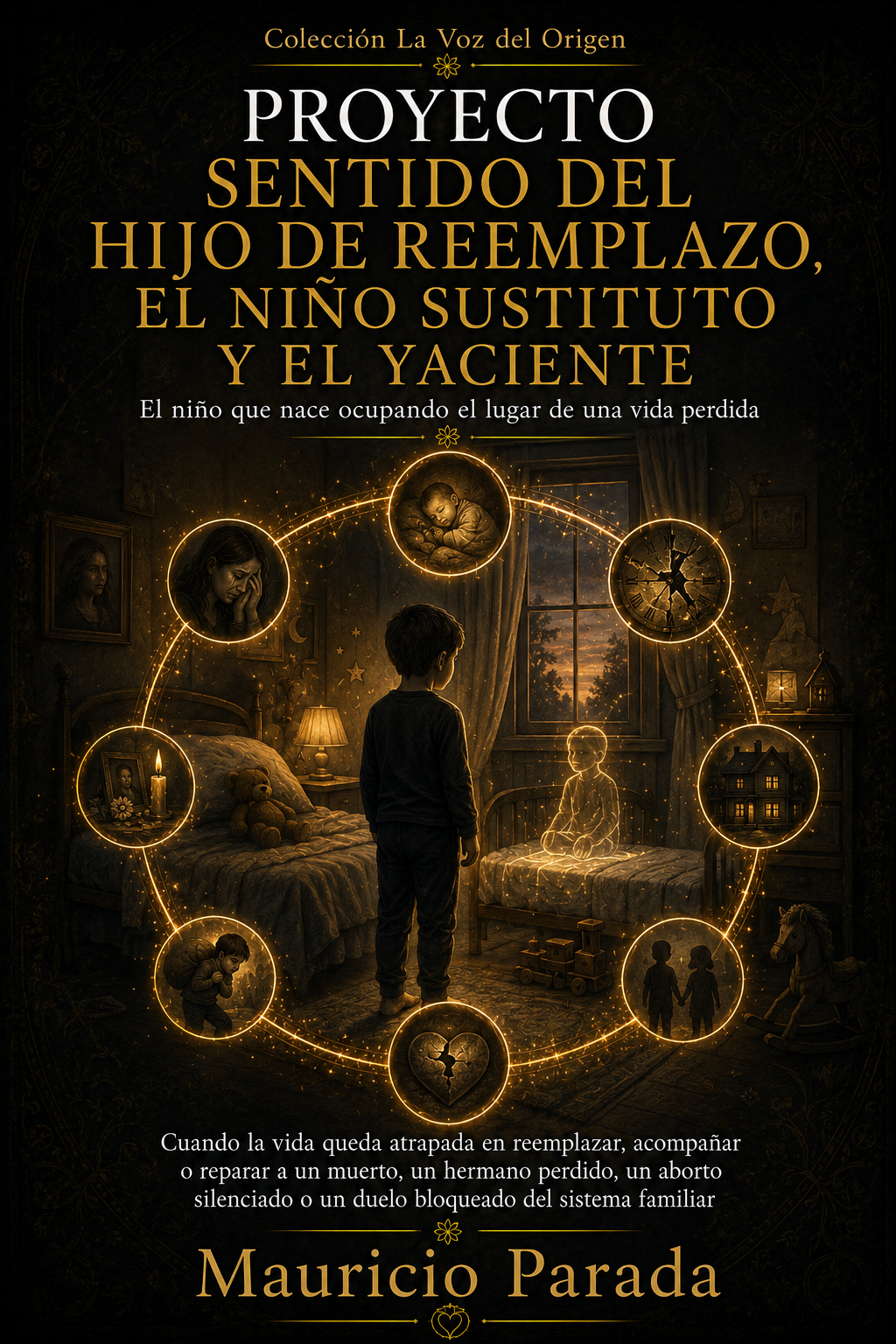 Portada del libro Proyecto Sentido del Hijo de Reemplazo, el Niño Sustituto y el Yaciente, de Mauricio Parada.