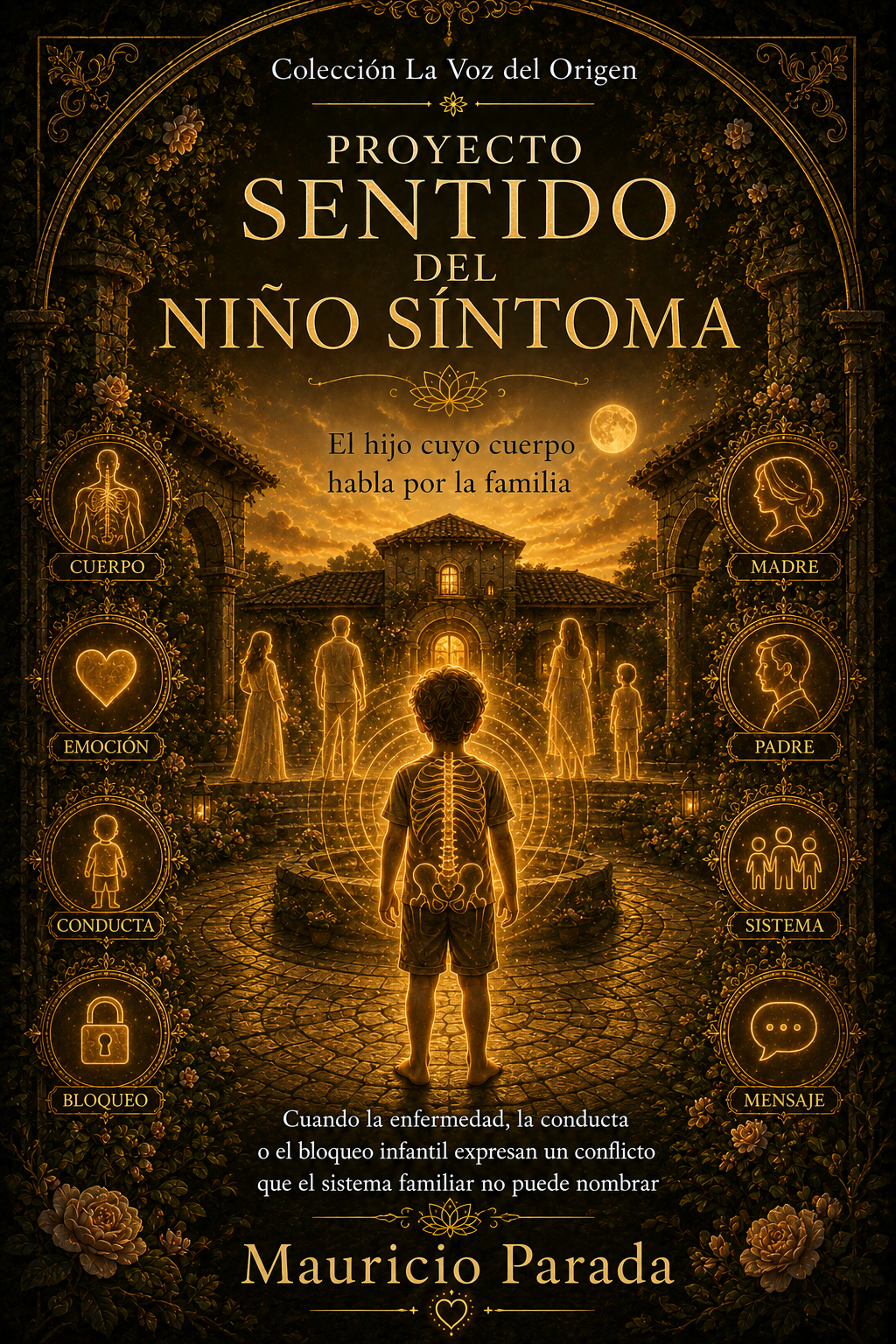 Portada del libro Proyecto Sentido del Niño Síntoma: El hijo cuyo cuerpo habla por la familia, de Mauricio Parada.